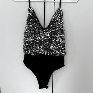 Silver sequin bodysuit